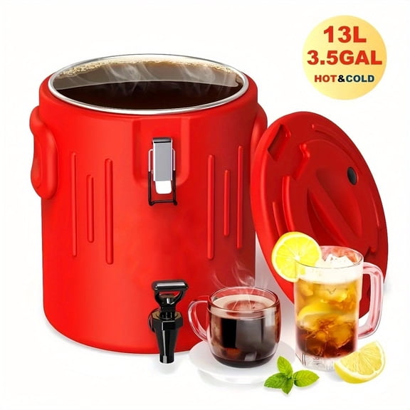 3.43gal Insulated Beverage Bucket: Multi-Purpose Ice Bucket for Hot & Cold Drinks, Ideal for Camping, Parties, and Outdoor Events, Portable Water Cooler|Jug for Camping Party Sports Essentials