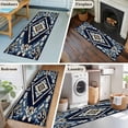 thumbnail image 6 of 2x6 Kitchen Runner Rug, Navy Blue Brown Boho Non-Skid Rubber Backing Large Rectangle Rugs - Living Room Bedroom Home Office, Vintage Geometric Southwestern Indoor Floor Mat Carpets Washable Rug, 6 of 9