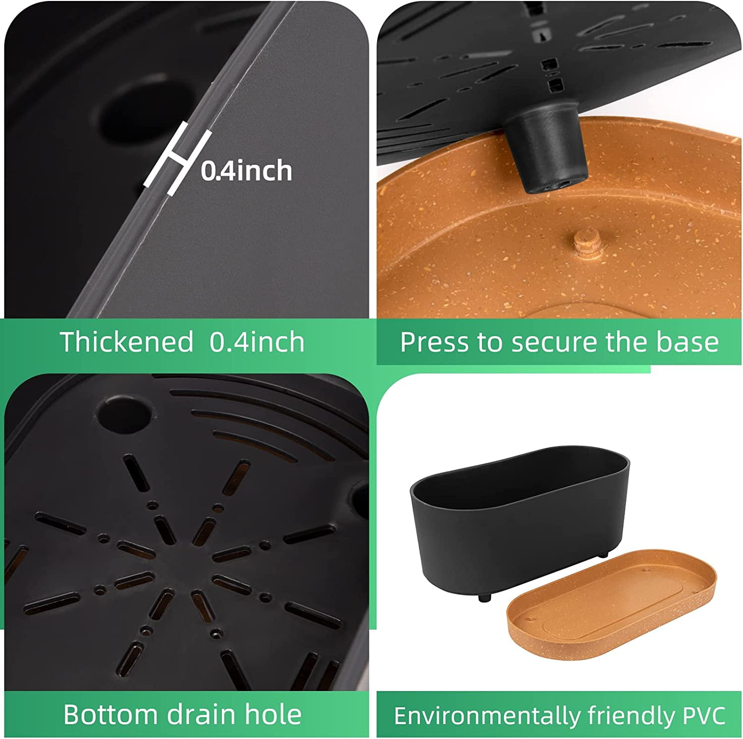 QCQHDU 2 Pack Window Boxes Planters,16”x 7" Self Watering Pots with Drainage Holes and Trays,Indoor Home Garden Modern Decorative Plant Pot for All House Plants Flowers Herbs (Dark Grey)