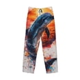 thumbnail image 2 of Vsdgher Sunset Ocean Watercolor Dolphin Print Mens Pajama Pants Sleep & Lounge Pants, PJ Bottoms With elastic waistb and Pockets, 2 of 5