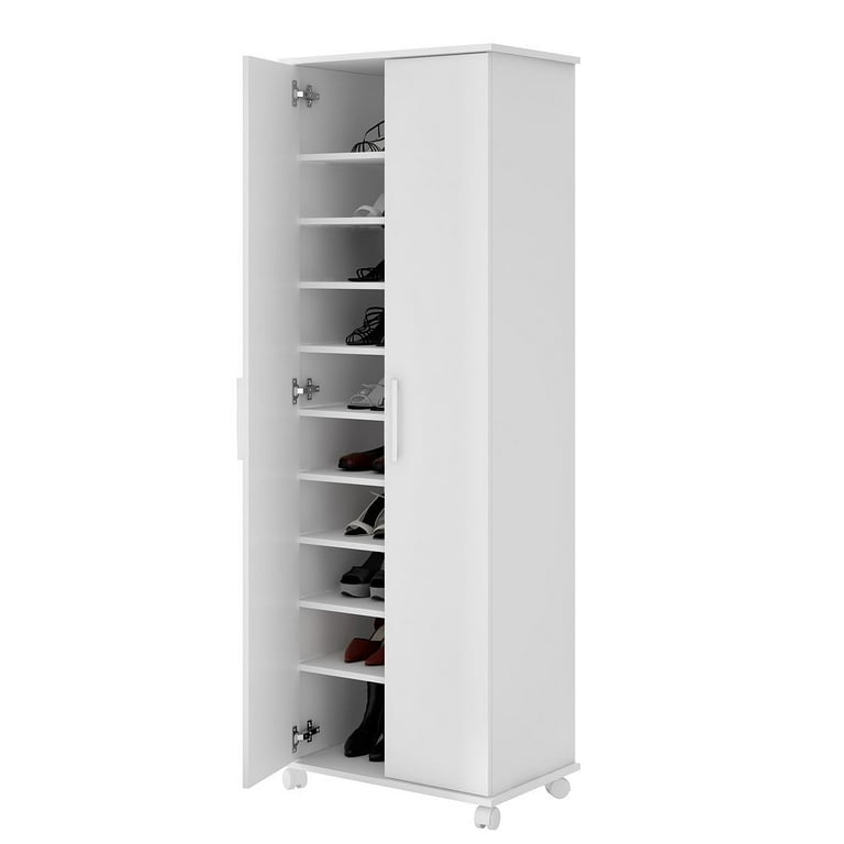 Manhattan Comfort Innovative Catalonia Mobile Shoe Closet 1.0 with 10 Shelves in White Walmart
