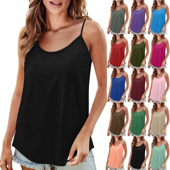 Women’s Casual Spaghetti Strap Tank Top Sleeveless Loose Fit Camisole for Summer Daily Wear