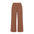 thumbnail image 3 of JUUNthy Womens Capri Pants, Cotton Linen Straight Leg High Waisted Loose Fit Casual Pants with Pockets Blue S, 3 of 8