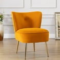 thumbnail image 2 of Side Wingback Chair, Velvet Fabric Upholstered Seat Chairs, Occasional Bedroom Leisure Chairs, for Bedroom Living room Study, Ginger, 2 of 7