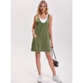 thumbnail image 3 of DARING DIVA Women's Loose Sleeveless Pinafore Mini Denim Dresses S Army Green, 3 of 7