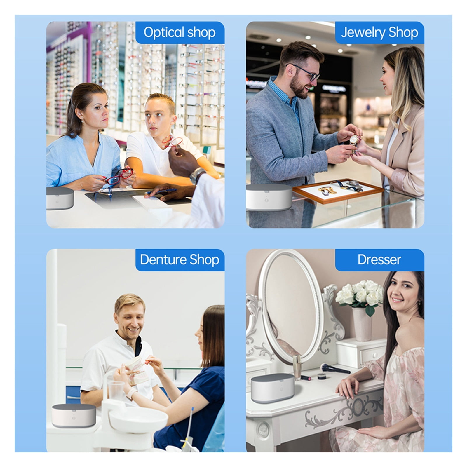 Household Jewelry Ultrasonic Cleaner 600ML Ultrasonic Glasses Jewelry Cleaner 46KH High Dentures Retainer Cleaning for Glasses