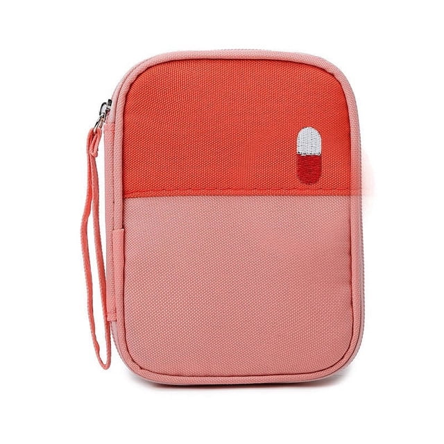 Compact Pink Travel Medicine Organizer: Durable Emergency First Aid Pouch for Outdoor Activities, Home & Travel – Portable Medication Storage Solution with Secure, Accessible Design for Urgent