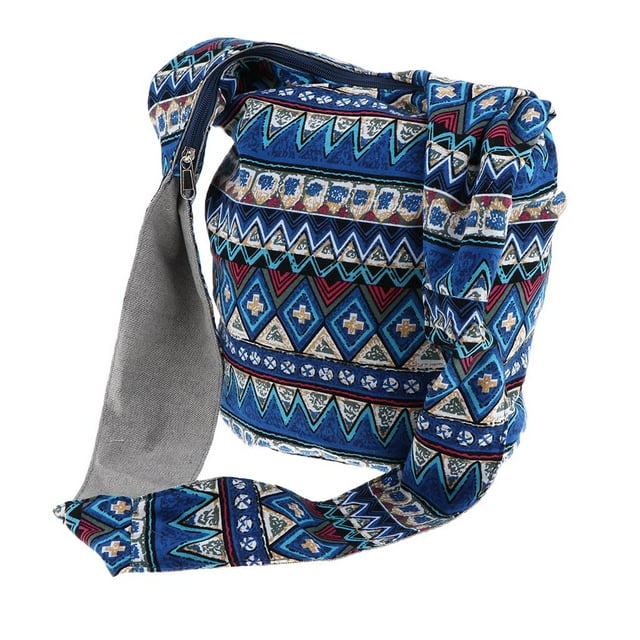 Bolso bandolera mujer, bolso bandolera, gran capacidad, clásico, plegable, lino, Azul