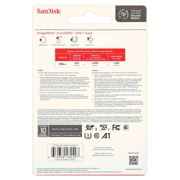 SanDisk 256GB ImageMate microSDXC UHS-I Memory Card - Up to 150MB SanDisk 256GB ImageMate microSDXC UHS-I Memory Card - Up to 150MB
