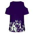 thumbnail image 4 of Summer Saving Clearance 2024! POTETI Womens Spring Shirts Purple Casual Print Short Sleeve Crew Neck Blouses Shirts, 4 of 4