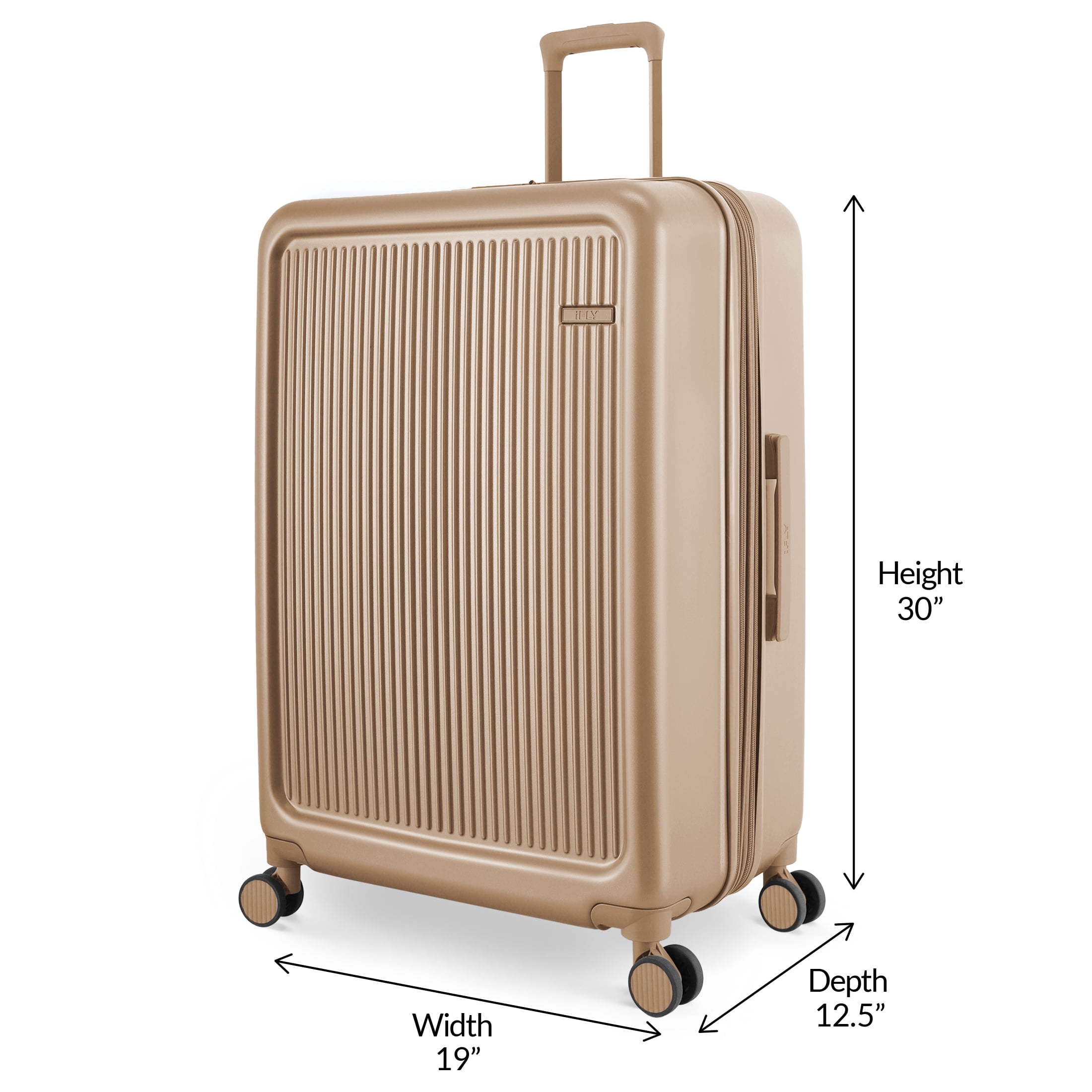iFLY Roam 28" Large Expandable Hardside Spinner Checked Luggage, Sand