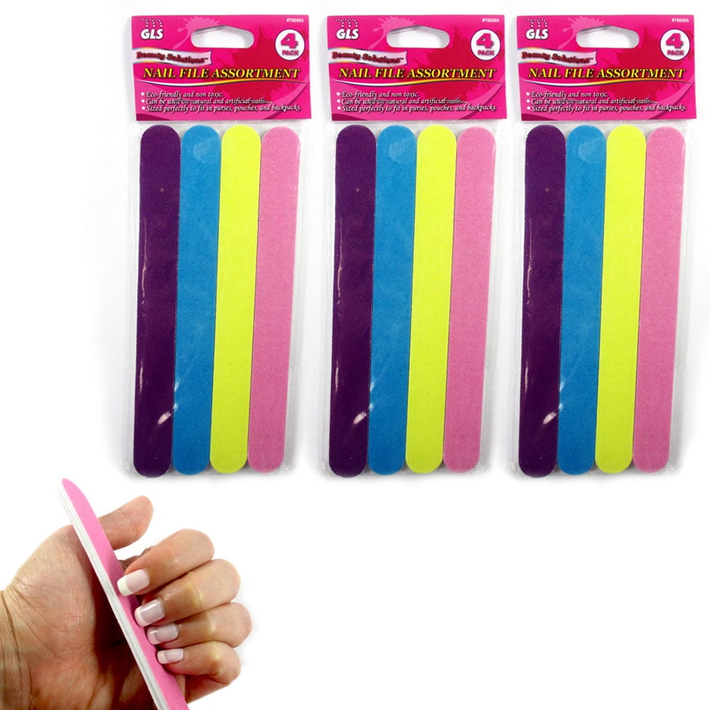 12 pcs Double Sided Nail File Emery Board Manicure Pedicure Gift Set ...