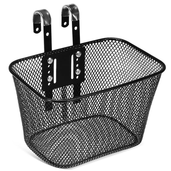 AURARMLET 1Set Universal Front Bike Basket Black Metal Mesh Storage Carrier with Quick Installation