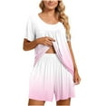 thumbnail image 2 of Fashion 2 Piece Sets for Women Summer Plus Size Casual Round-Neck Short Sleeve Two-Piece Comfortable Home Pajamas Sports Set, 2 of 7