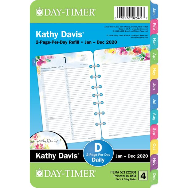 DayTimer Kathy Davis 2PagePerDay Planner Refill Desk Size