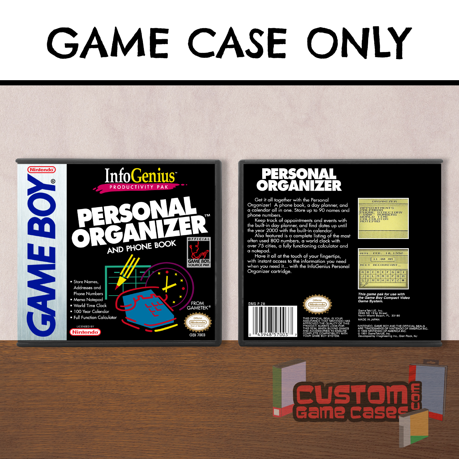 Infogenius Personal Organizer (GB) Game Boy Game Case with Cover
