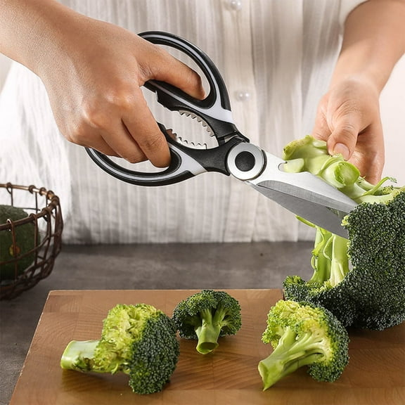 Kitchen Scissors | Heavy-Duty Stainless Steel Multifunction Food Scissors - Meat, Poultry & Fish Cutting, Bottle Opener | Ergonomic Handle | 21x9.1x3cm | 108g