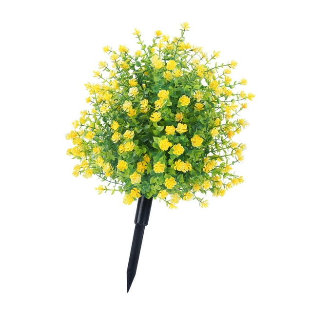 Arbustos de árboles topiarios artificiales Plantas falsas para exteriores con arbustos con estacas de tierra para Amarillo