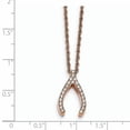thumbnail image 3 of Stainless Steel Polished Rose IP-plated CZ Wishbone 16in Necklace, 3 of 3