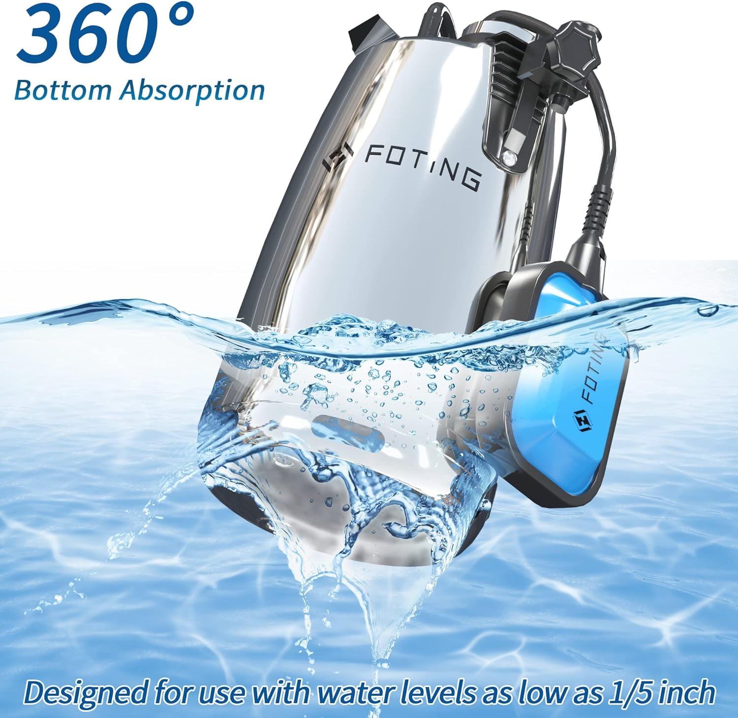 1 HP Stainless Steel Sump Pump, 3434 GPH 31ft Water Pump with Float Switch, Submersible Utility Pump for Basement Swimming Pool Draining Pond Garden Watering
