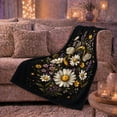 thumbnail image 6 of Enchanted Bumblebee Daisy Garden, Cozy Botanical Garden Scene, Warm Flannel Blanket for Sunroom and Reading Nook, Garden Lovers Thanksgiving Gift, Playful Home Decor, 6 of 9