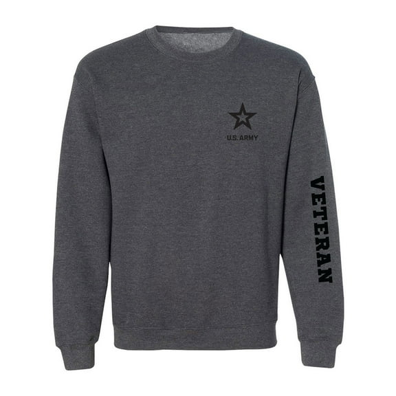 Army "Veteran" Black Sleeve Print Crewneck Sweatshirt