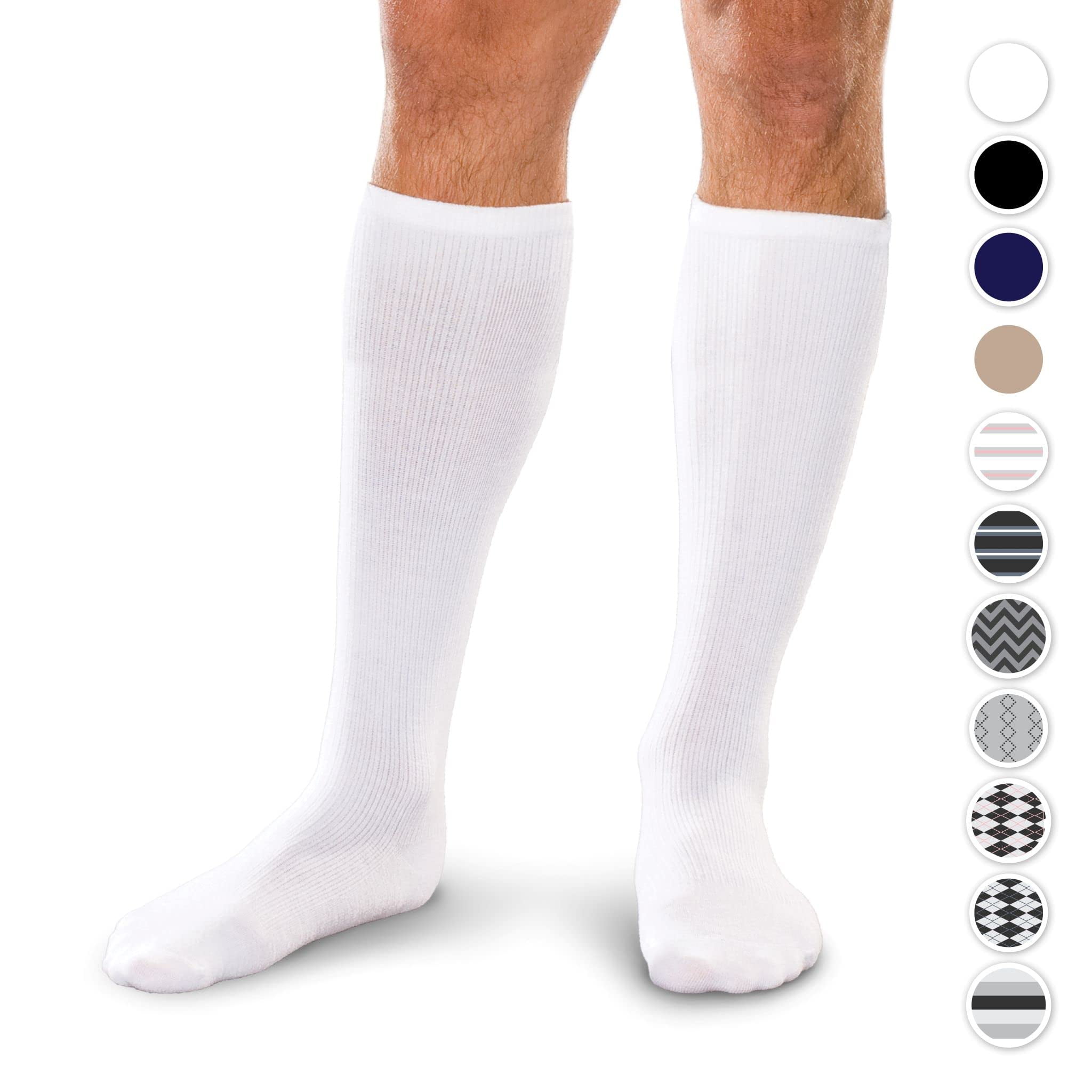 Core-Spun 15-20mmHg Medical Mild Graduated Knee High Compression Socks (Khaki, Large)