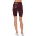 thumbnail image 4 of MixMatchy Women's Comfortable Faux Leather Biker Shorts with Stretchy Elastic Band, 4 of 6