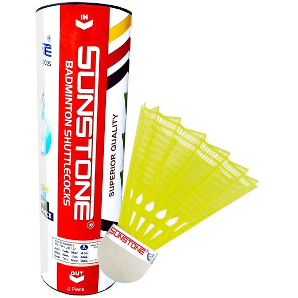 Sunstone N77 Badminton Nylon Shuttlecocks , Ideal For Training Or Practice Purposes | Yellow , Pack Of 6