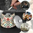 thumbnail image 4 of Yayeee Ashtray with Lid for Cigarette Smokeless Stainless Steel Home Ash Holder, Beige Red Floral, 4 of 7