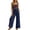 Navy, variant on Domzest Rompers for Women Boho Embroidered Floral Wide Leg Jumpsuits Lightweight Sleeveless Overalls with Pockets Green 3XL