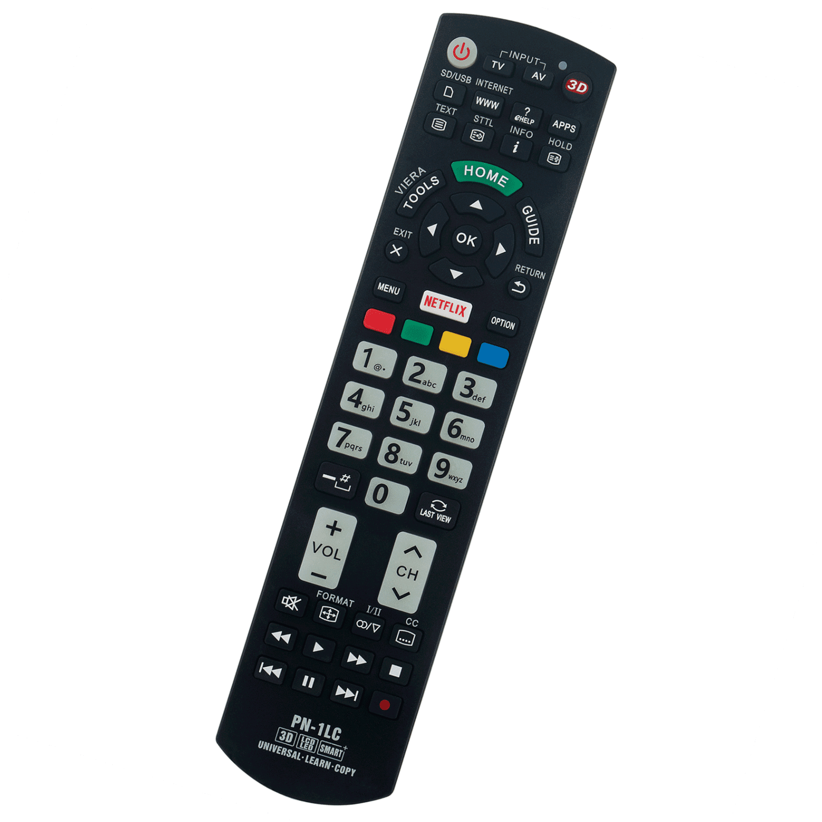 PN1LC Universal Replace Remote Control for Panasonic LCD LED 3D Smart 4K HD TV