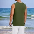 thumbnail image 4 of Rigardu tank tops men Men's Spring And Summer Daily Casual Sleeveless V Neck Vest T Shirt tank top for men Army Green + L, 4 of 5