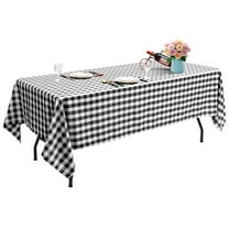 Costway Polyester Tablecloth Rectangle Table Buffalo Plaid Table Cover 60'' X 126'' Set of 10 Black