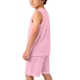 thumbnail image 5 of ATOGUTA Boys Summer Outfits Sleeveless Tank Tops and Workout Shorts Set 2 Piece Clothing Set Size 0-15, Pink, 5 of 7