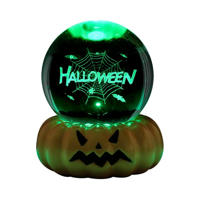 Lámpara de calabaza de Halloween | Luz de noche de bola de cristal | Decoración de escritorio | Regalo para la fiesta del Home Office | Iluminación ambiental suave | Farol ornamental festivo festivo