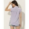 thumbnail image 4 of DARING DIVA Women's Summer Plaid Short Sleeves Button Down Shirts S Lilac, 4 of 6