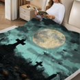 thumbnail image 2 of FCXZI Warm Cozy Decorative Flannel Blanket Cemetery Pumpkins Full Moon 30*40in, 2 of 7