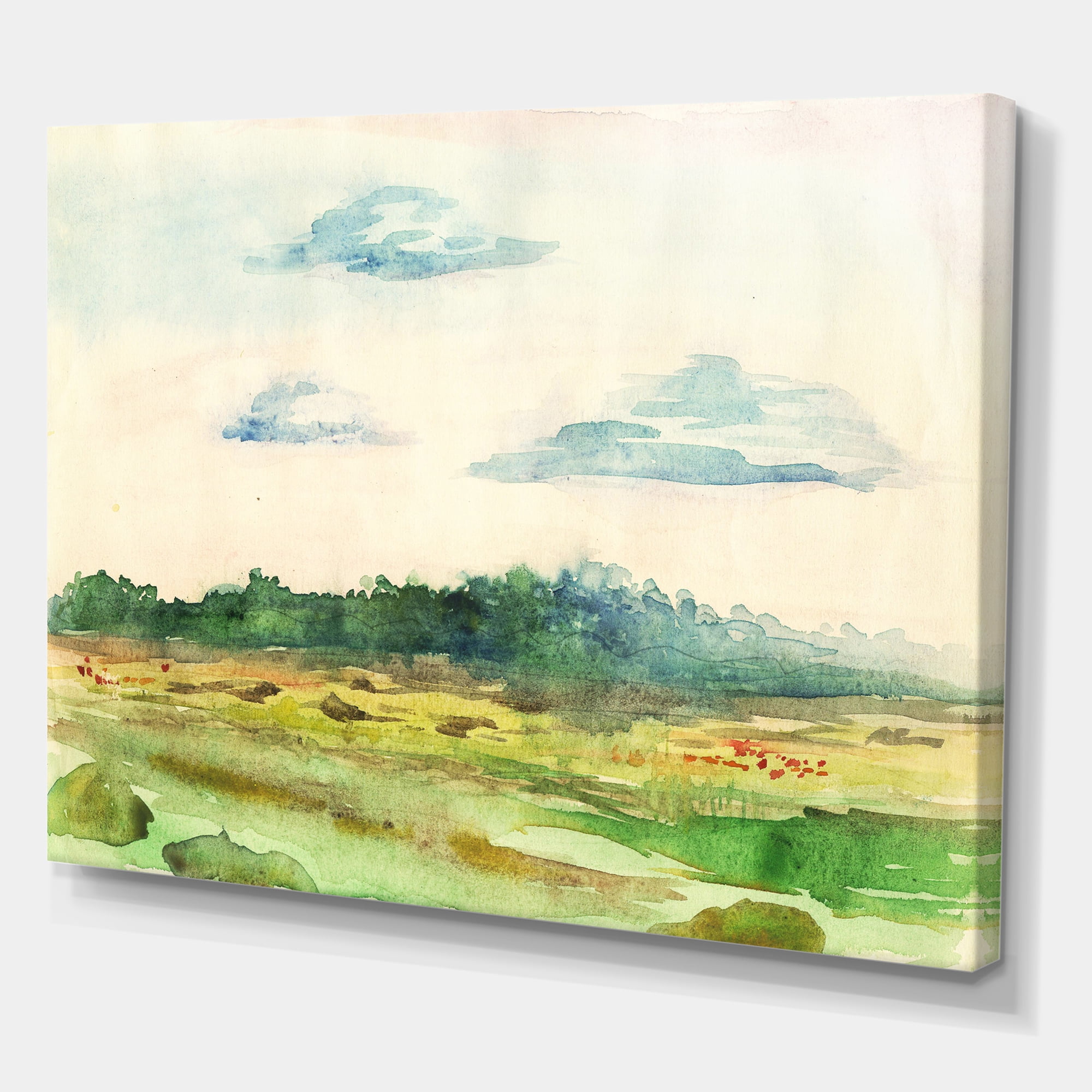 Designart ' Summer Landscape Of Green Blossoming ' Traditional Canvas Wall Art Print