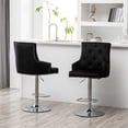 thumbnail image 2 of Pemberly Row 25'' Modern Velvet Adjustable Swivel Bar Stool in Black (Set of 2), 2 of 11