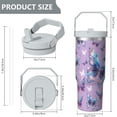 thumbnail image 5 of 1pc Butterfly 30oz Tumbler with Straw & Handle - Insulated Stainless Steel Cup | Holiday Gift for Man Women (Christmas, Valentine's, Birthday), 5 of 7