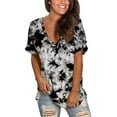 thumbnail image 2 of T Shirts for Women Casual Tops V-neck Tie-dye Short Sleeved Pullover Tee Shirt Top, 2 of 7