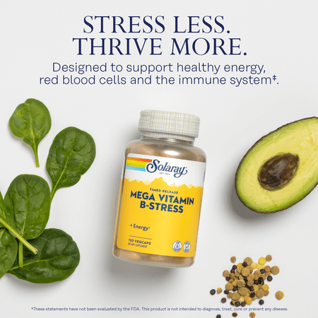 ソラレー メガビタミン B-ストレス タイムリリース 120粒 Solaray Timed Release Mega Vitamin B-Stress 120 veg caps