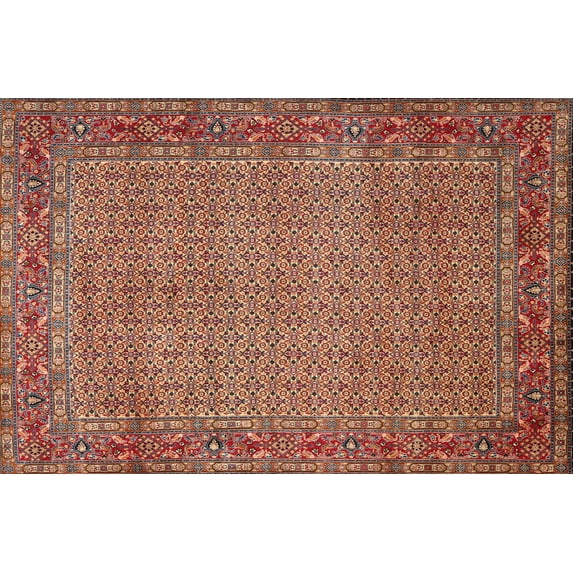 Ahgly Company Indoor Rectangle Contemporary Tangerine Pink Abstract Area Rugs, 8' x 10'