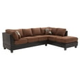thumbnail image 2 of Pounder 111 in. W 2-piece Velvet L Shape Sectional Sofa in Chocolate-Color:Chocolate,Material:Velvet, 2 of 5