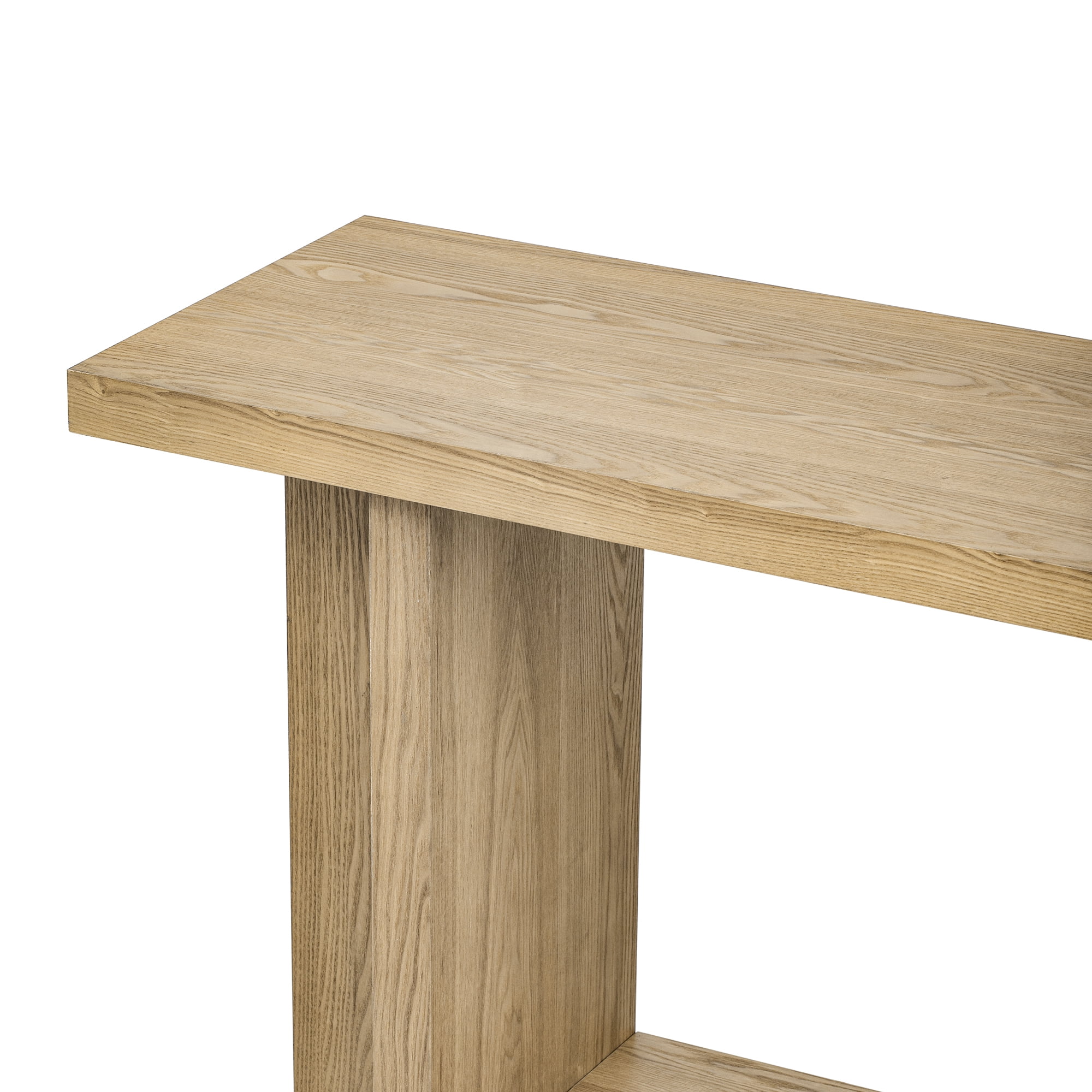 Euroco 60" Long Console Table, Retro Wood Entryway Table with T Shaped Legs and Bottom Storage Shelf, Sofa Table for Living Room, Entrance,Hallway, Foyer,Natural