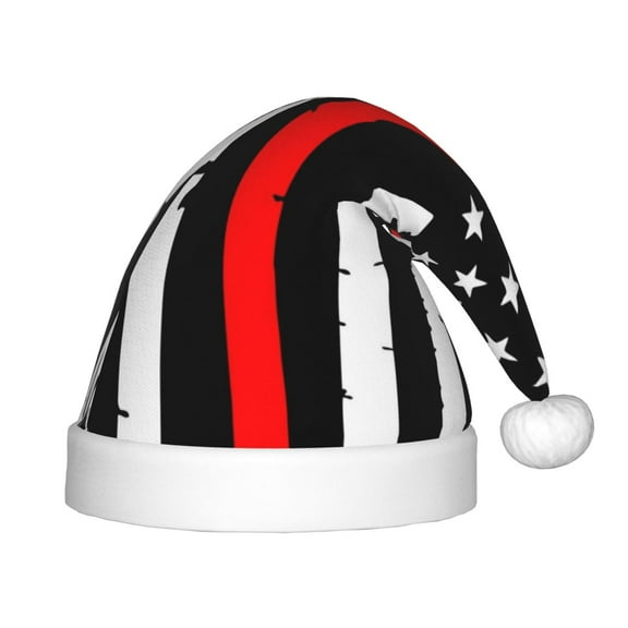 Rateoe Firefighters USA Flag Santa Hat Confortable Christmas Hat for Christmas Party Favors Fit for Kids