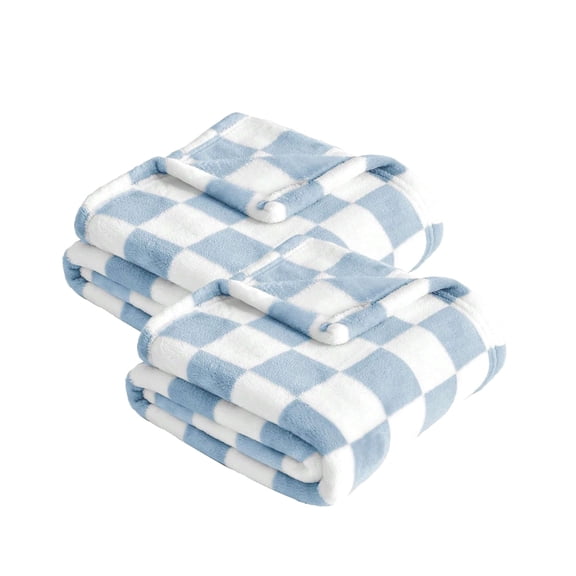 2pcs Plush Plaid Baby Blanket, Baby Blankets for Boys, Ultra Soft, Cozy and Fluffy, Newborn Blankets for Crib and Stroller, 30''x40'', Blue