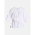 thumbnail image 5 of Scenario Women's Front Tie Peplum Top with 3/4-Length Sleeves, Size XS-XXXL, 5 of 5