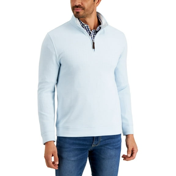 Club Room Mens Birdseye Quarter-Zip Pullover,